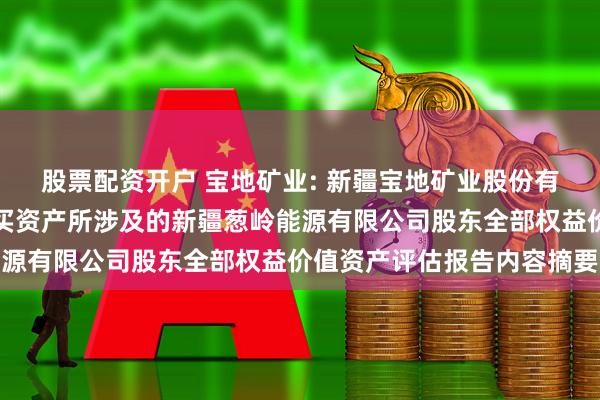 股票配资开户 宝地矿业: 新疆宝地矿业股份有限公司拟以发行股份购买资产所涉及的新疆葱岭能源有限公司股东全部权益价值资产评估报告内容摘要