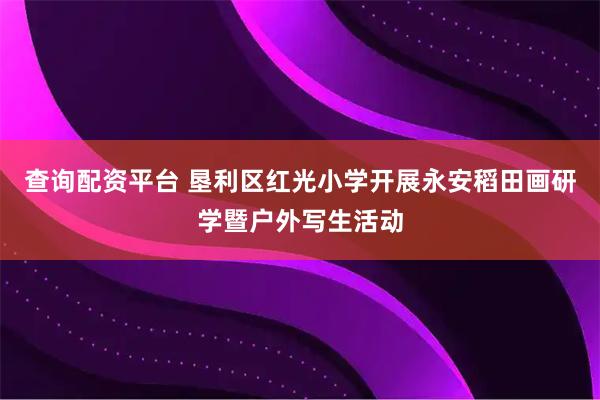 查询配资平台 垦利区红光小学开展永安稻田画研学暨户外写生活动